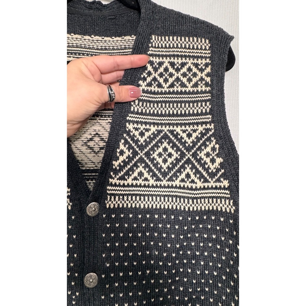 Men’s Wool Nordic Knit Button Vest XL Vintage Grandpa Style Dale of Norway - Picture 4 of 12
